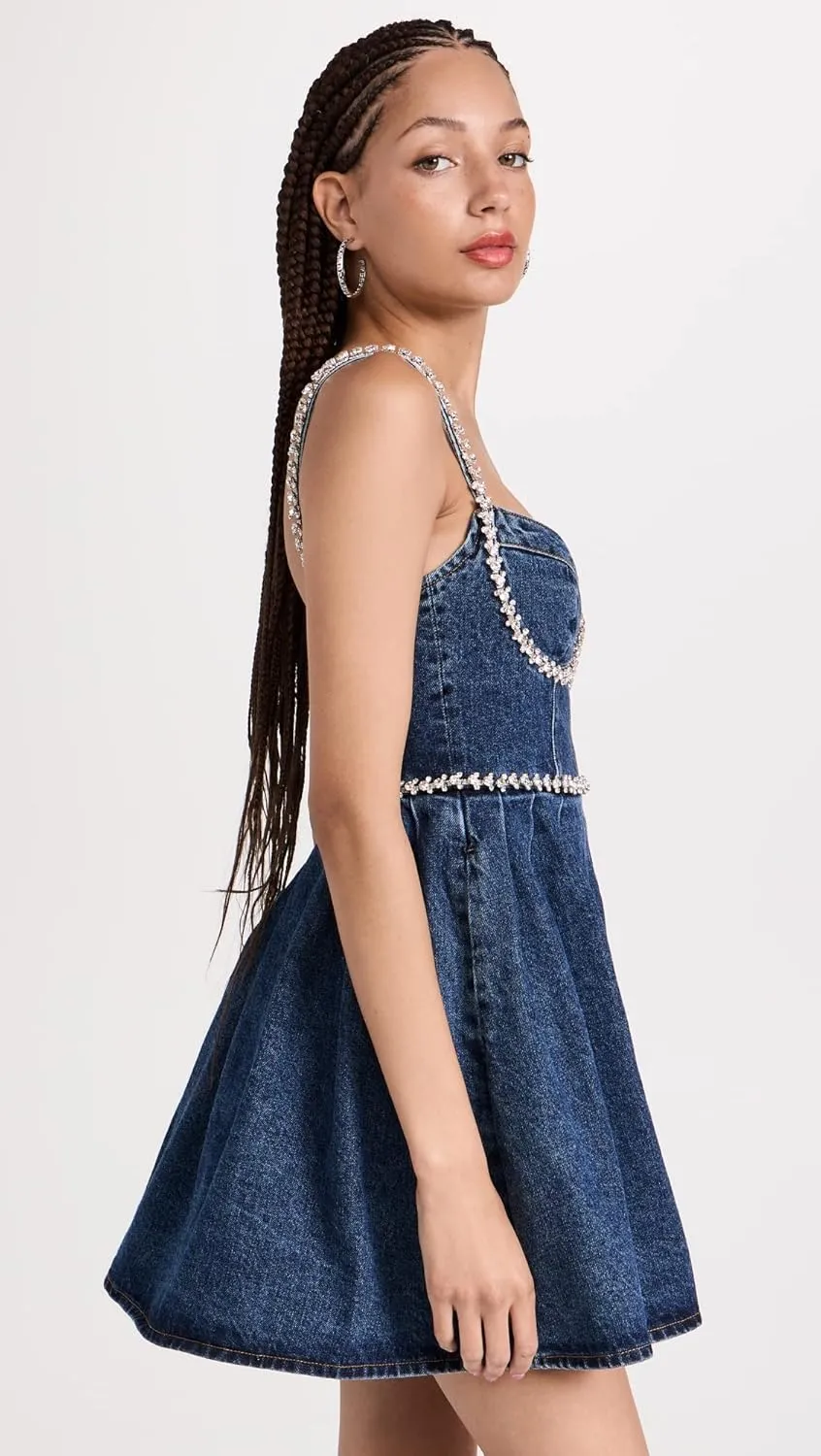 Women's Diamante Detail Denim Mini Dress