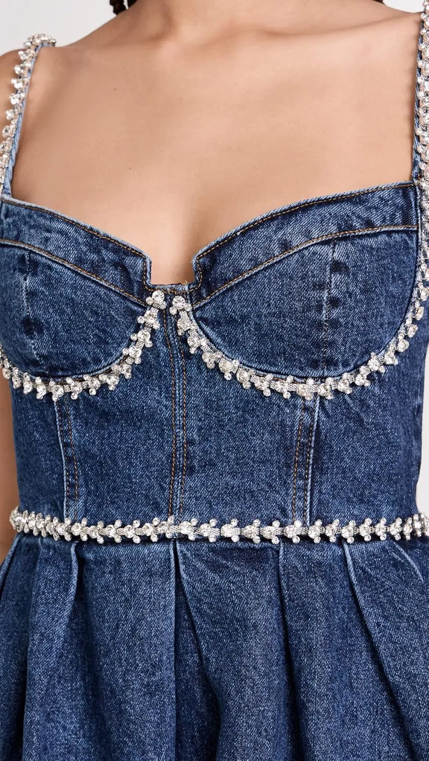 Women's Diamante Detail Denim Mini Dress