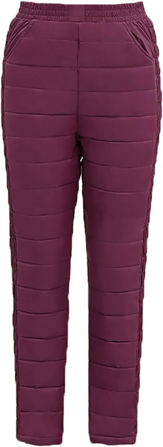 Women's Down Pants Winter Ultralight Windproof Ski Snow Puffer Pants Packable Warm Trousers High Waisted Thermal Pants