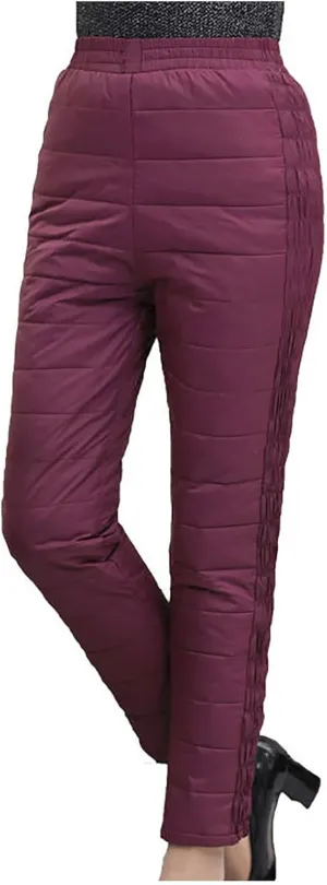 Women's Down Pants Winter Ultralight Windproof Ski Snow Puffer Pants Packable Warm Trousers High Waisted Thermal Pants