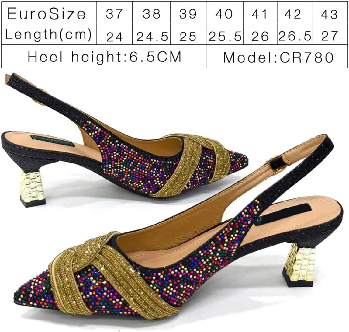 Women’s Elegant Crystal Decorated Wedding Shoes and Purse Combo Luxury Heels for Formal Dinners and Receptions