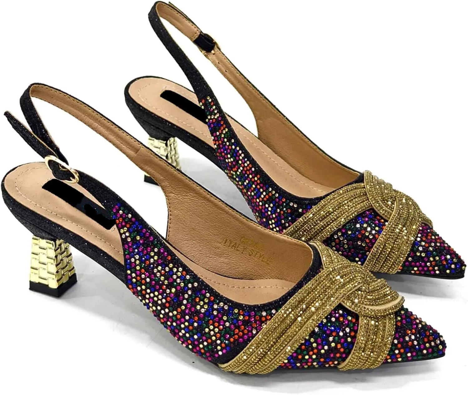 Women’s Elegant Crystal Decorated Wedding Shoes and Purse Combo Luxury Heels for Formal Dinners and Receptions