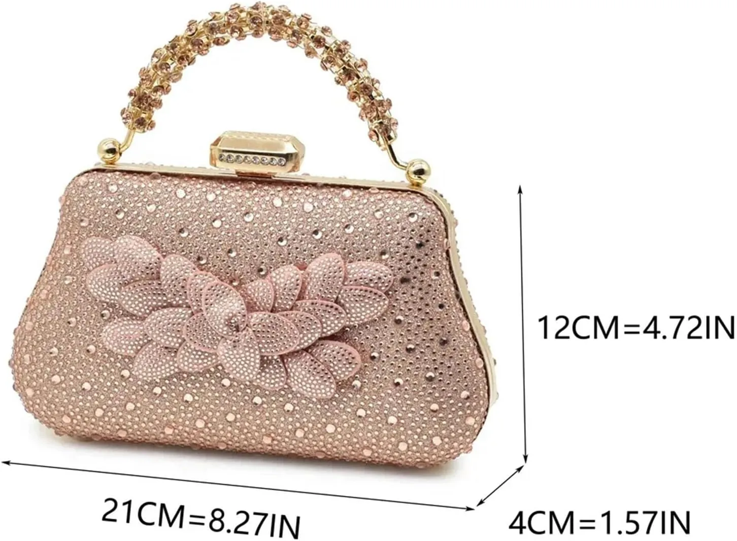 Womens Elegant Rhinestone Pattern Evening Shoes and Matching Purse Combo Luxury Heels for Bridal Party