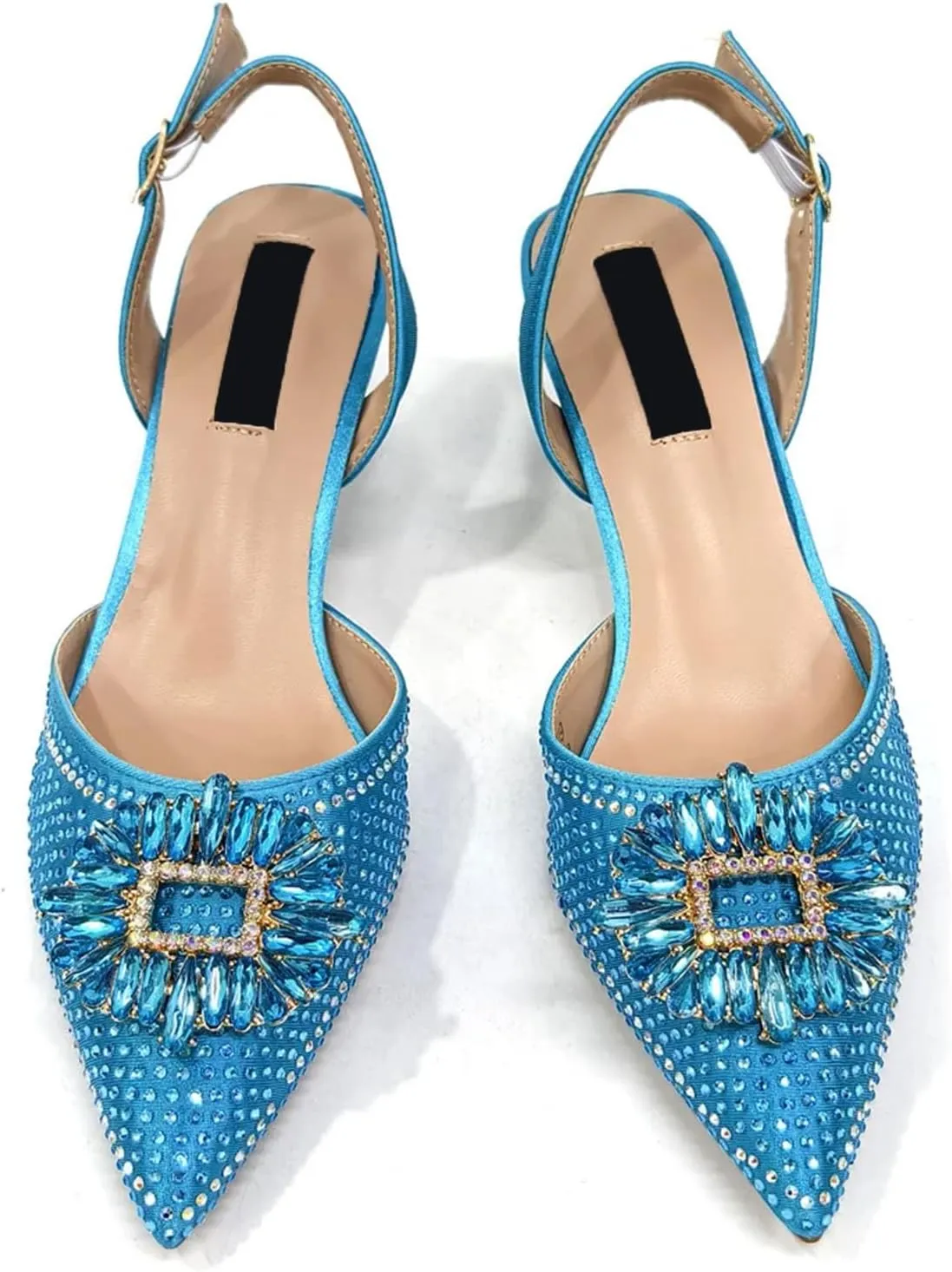 Womens Elegant Rhinestone Pattern Evening Shoes and Purse Combo Pointed Toe High Heels for Bridal Party