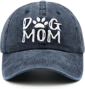 Women's Embroidered Dog Mom Hat Adjustable Denim Baseball Cap