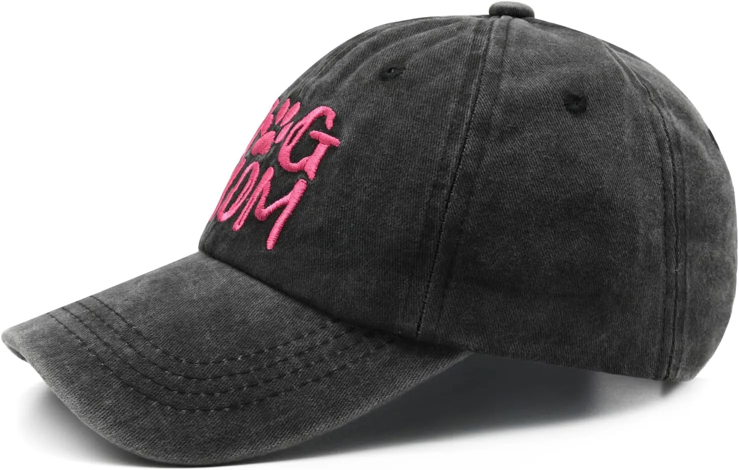 Women's Embroidered Dog Mom Hat Adjustable Denim Baseball Cap