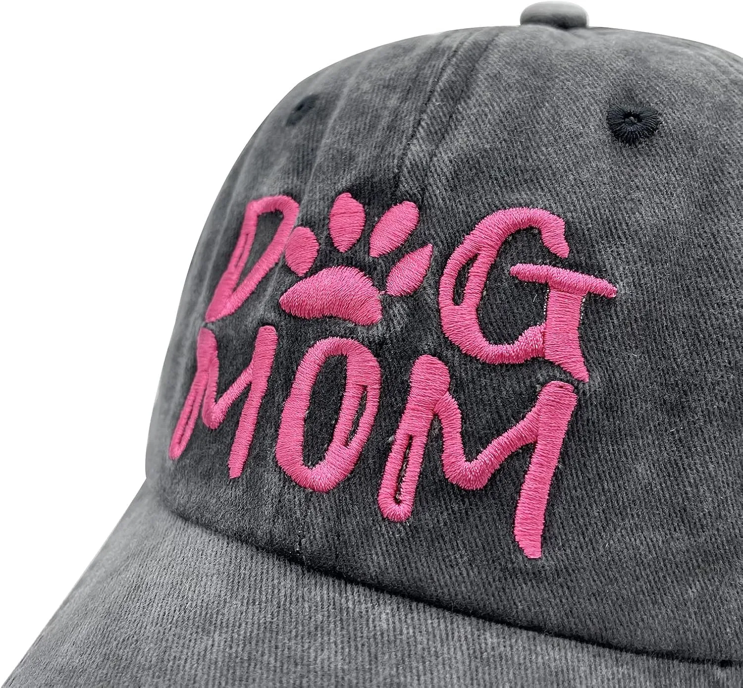 Women's Embroidered Dog Mom Hat Adjustable Denim Baseball Cap