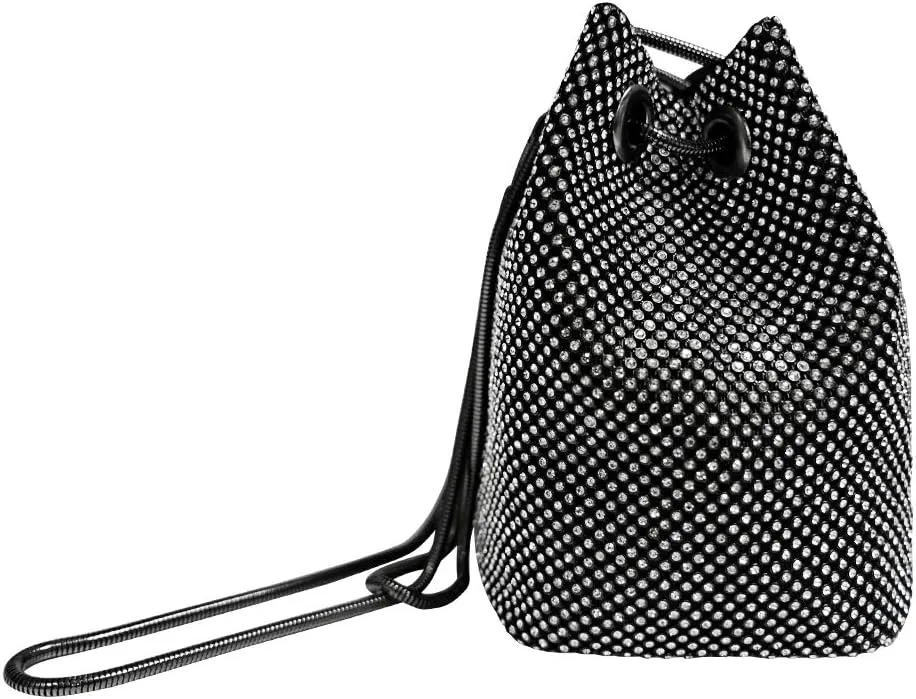 Women's Evening Bag- Upgraded Size Full Rhinestones Bucket Bag Shining Bag Shoulder Bag for Party Wedding Date Night