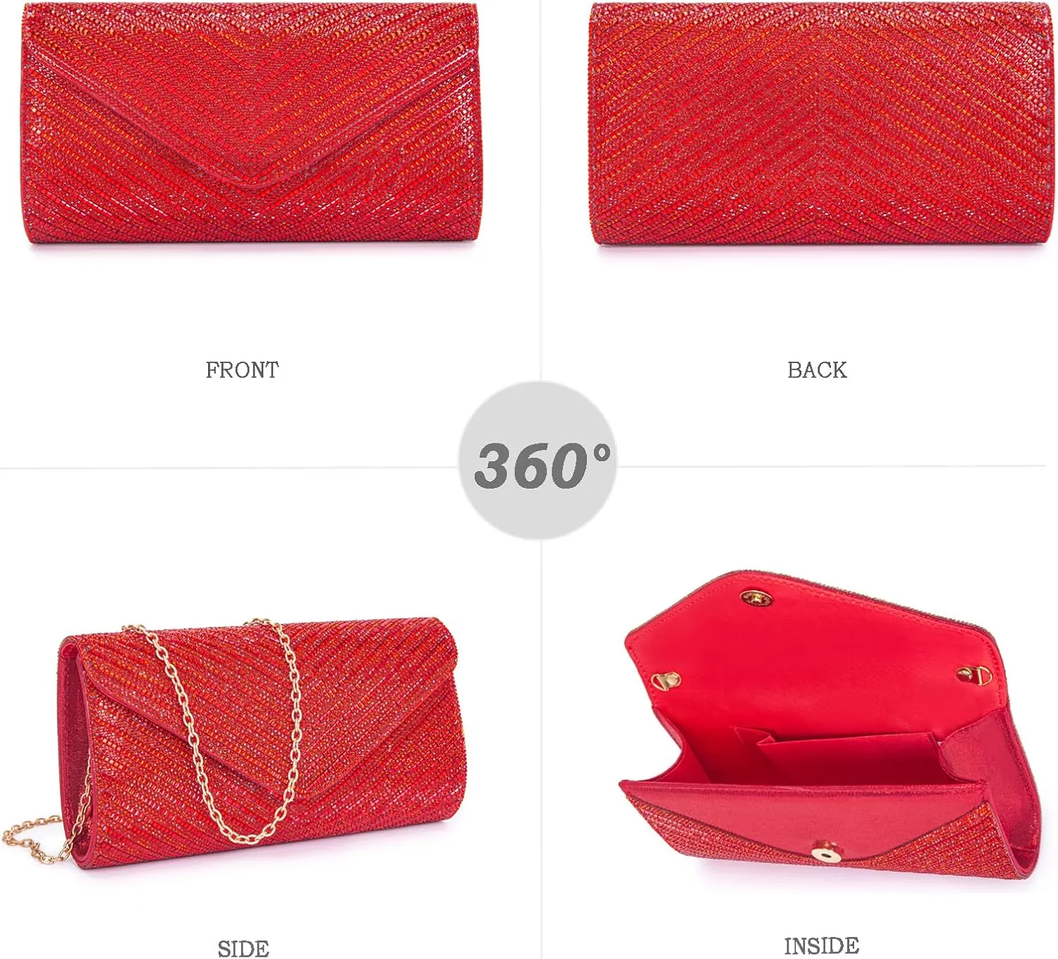 Women's Evening Handbags Envelope Clutch Purses Ladies Crossbody Bags Rhinestone Wedding Bag Shoulder Bag for Women