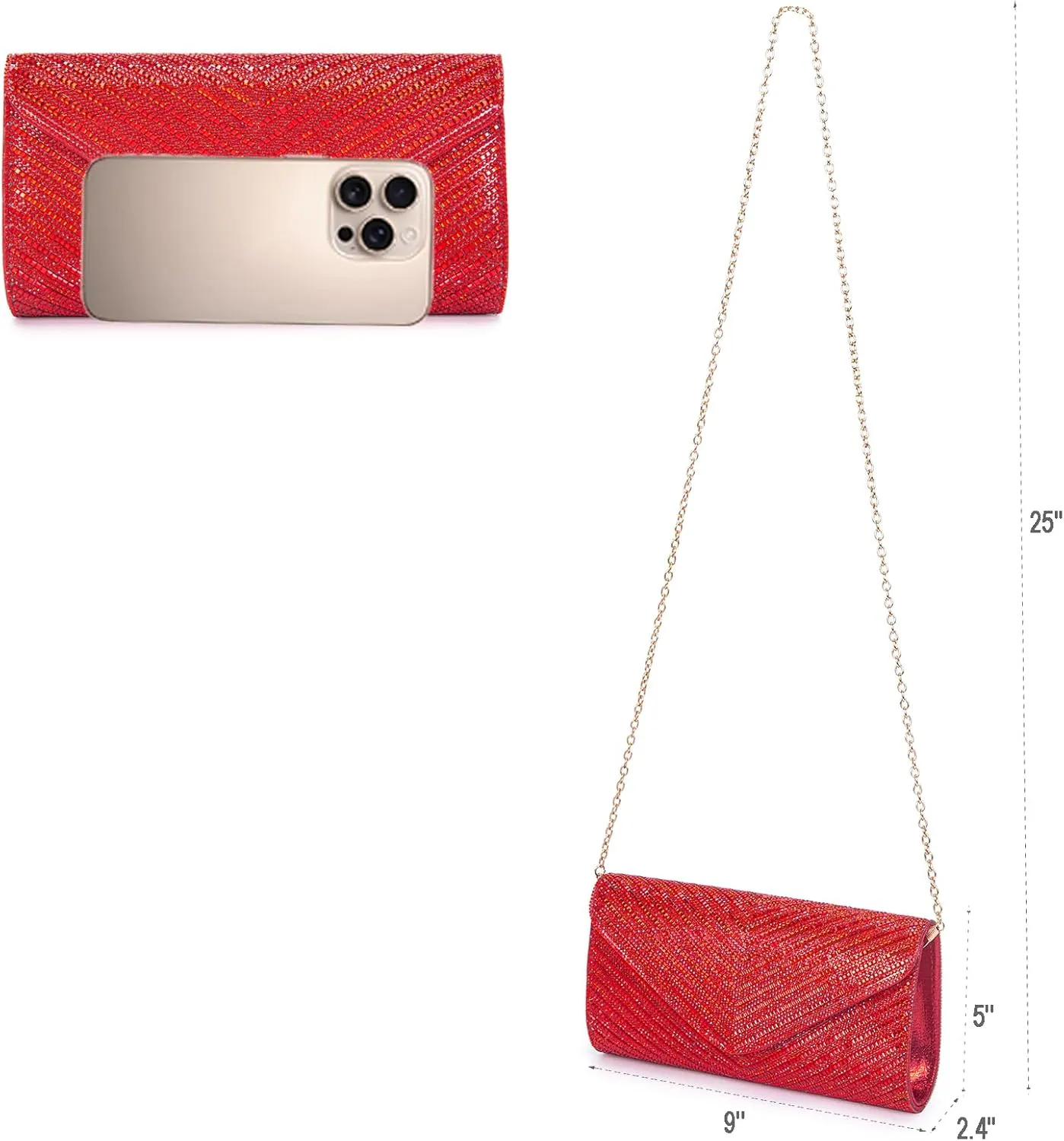 Women's Evening Handbags Envelope Clutch Purses Ladies Crossbody Bags Rhinestone Wedding Bag Shoulder Bag for Women