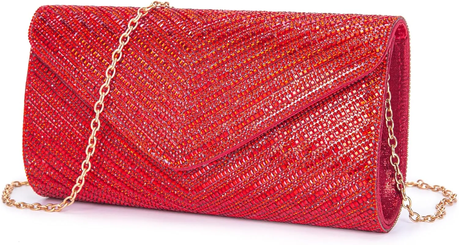 Women's Evening Handbags Envelope Clutch Purses Ladies Crossbody Bags Rhinestone Wedding Bag Shoulder Bag for Women