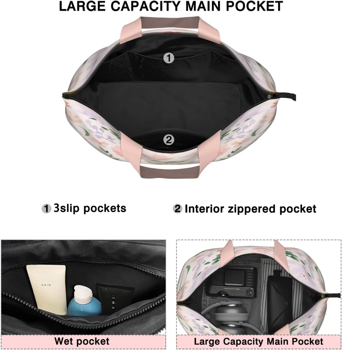 Women's Extra Large Weekender Travel Bag Carry on Canvas Duffel Bag Hospital Delivery Waterproof Overnight Tote