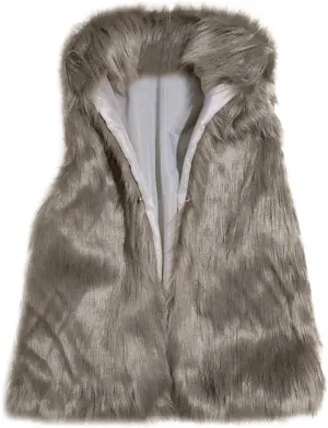 Womens Faux Fur Coat Casual Loose Sleeveless Vest Fuzzy Fleece Lapel Collar Jackets Winter Windproof Outerwear