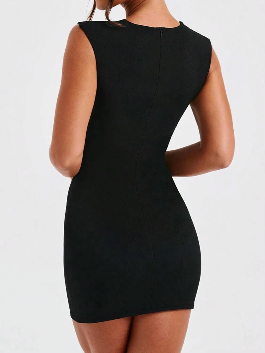 Women's Flowy Mini Dress Solid Color Square Neck Sleeveless Dress