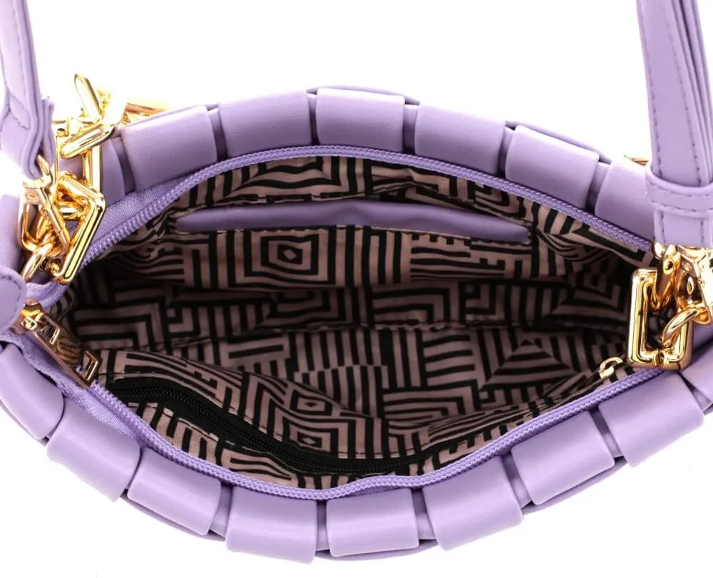 Womens Girls Gold Chain Accent Vegan Leather Clutch Purse Tote Handbag Crossbody