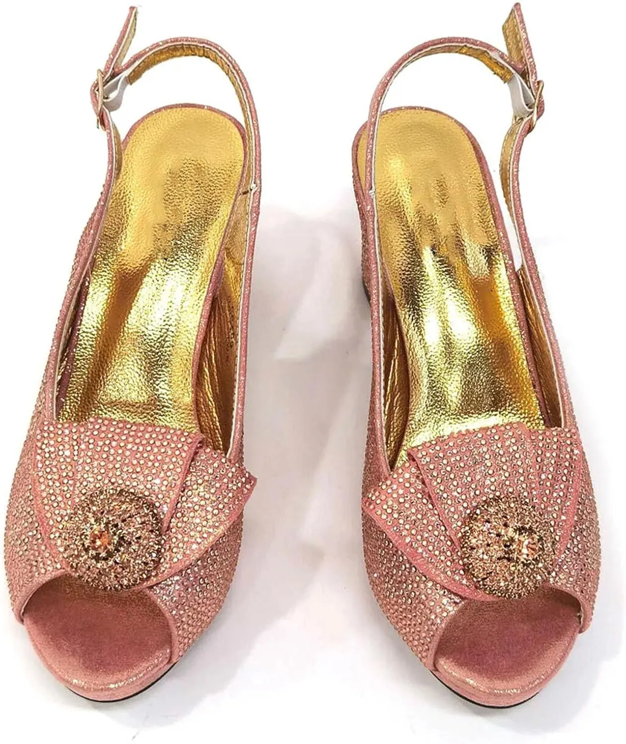 Women’s Italian Inspired Crystal Accented Wedding Shoes and Clutch Set Pointed Toe High Heels for Bride