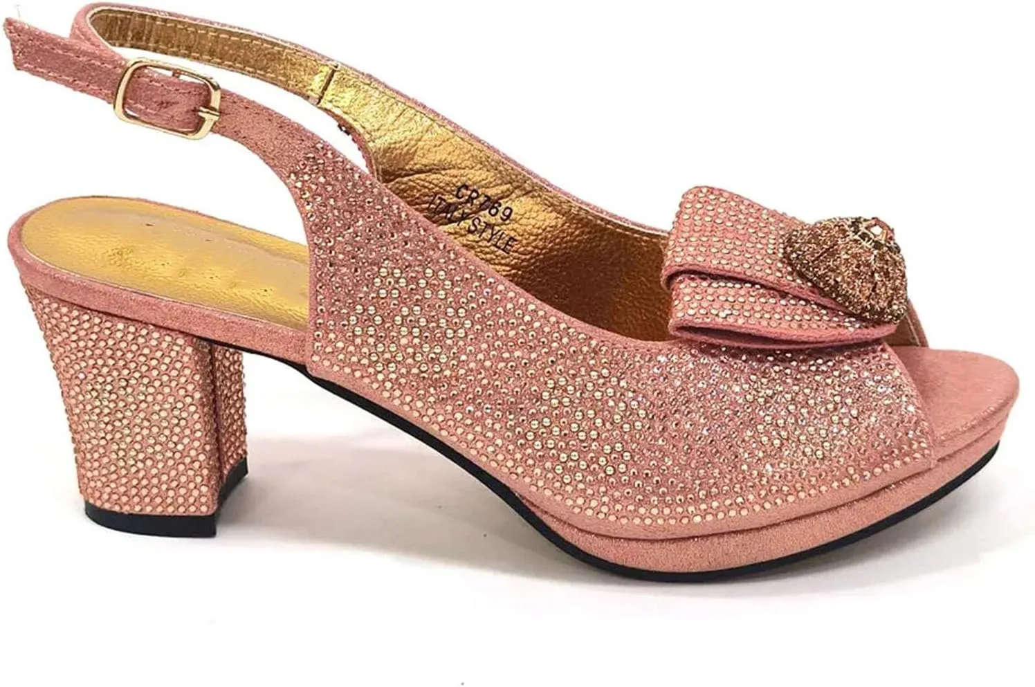 Women’s Italian Inspired Crystal Accented Wedding Shoes and Clutch Set Pointed Toe High Heels for Bride