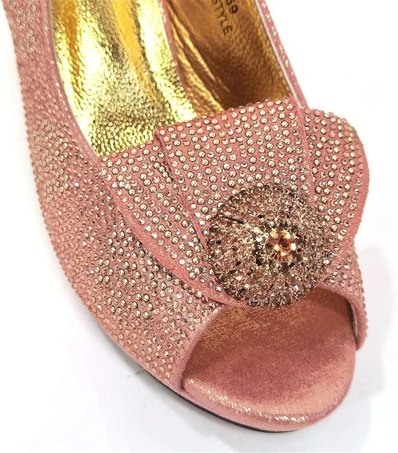 Women’s Italian Inspired Crystal Accented Wedding Shoes and Clutch Set Pointed Toe High Heels for Bride