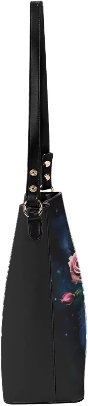 Women's Leather Handbags Designer Tote Purse Bucket Bags Oversized Large Shoulder Bag with Handle Pockets