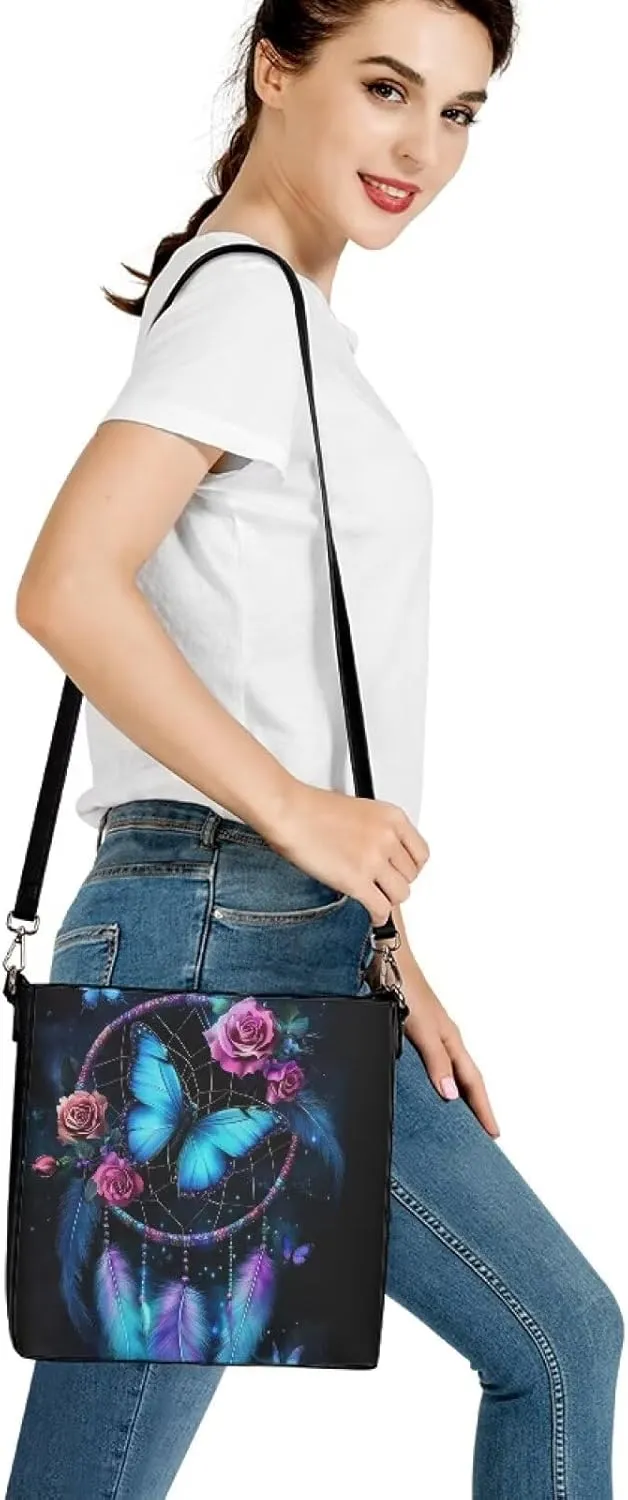 Women's Leather Handbags Designer Tote Purse Bucket Bags Oversized Large Shoulder Bag with Handle Pockets