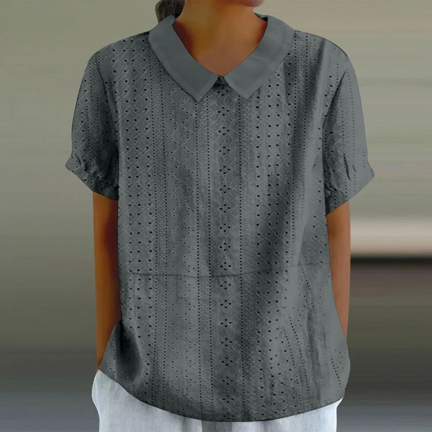 Women's Linen Shirt 2025 Summer Retro Embroidered 3/4 Sleeve Boho Tops Dressy Casual Blouses Teacher Loose Tunics
