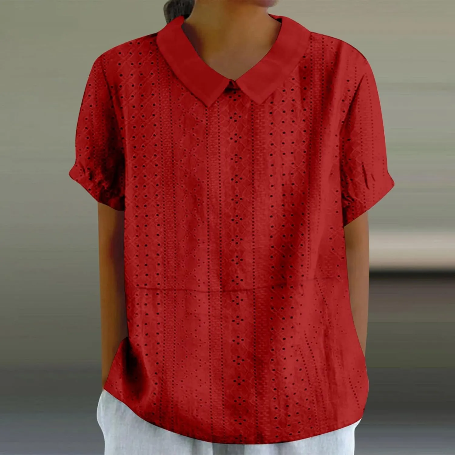 Women's Linen Shirt 2025 Summer Retro Embroidered 3/4 Sleeve Boho Tops Dressy Casual Blouses Teacher Loose Tunics