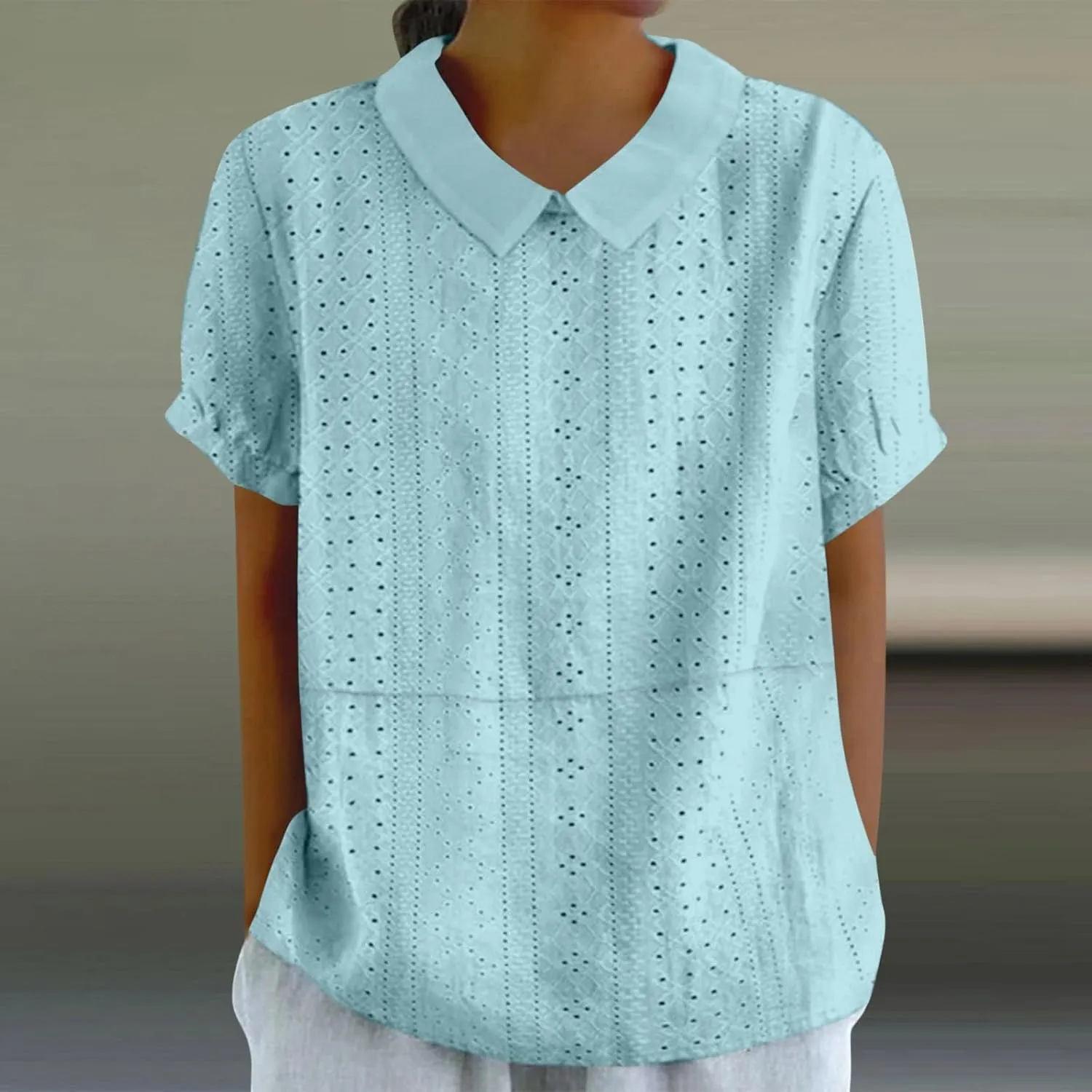 Women's Linen Shirt 2025 Summer Retro Embroidered 3/4 Sleeve Boho Tops Dressy Casual Blouses Teacher Loose Tunics