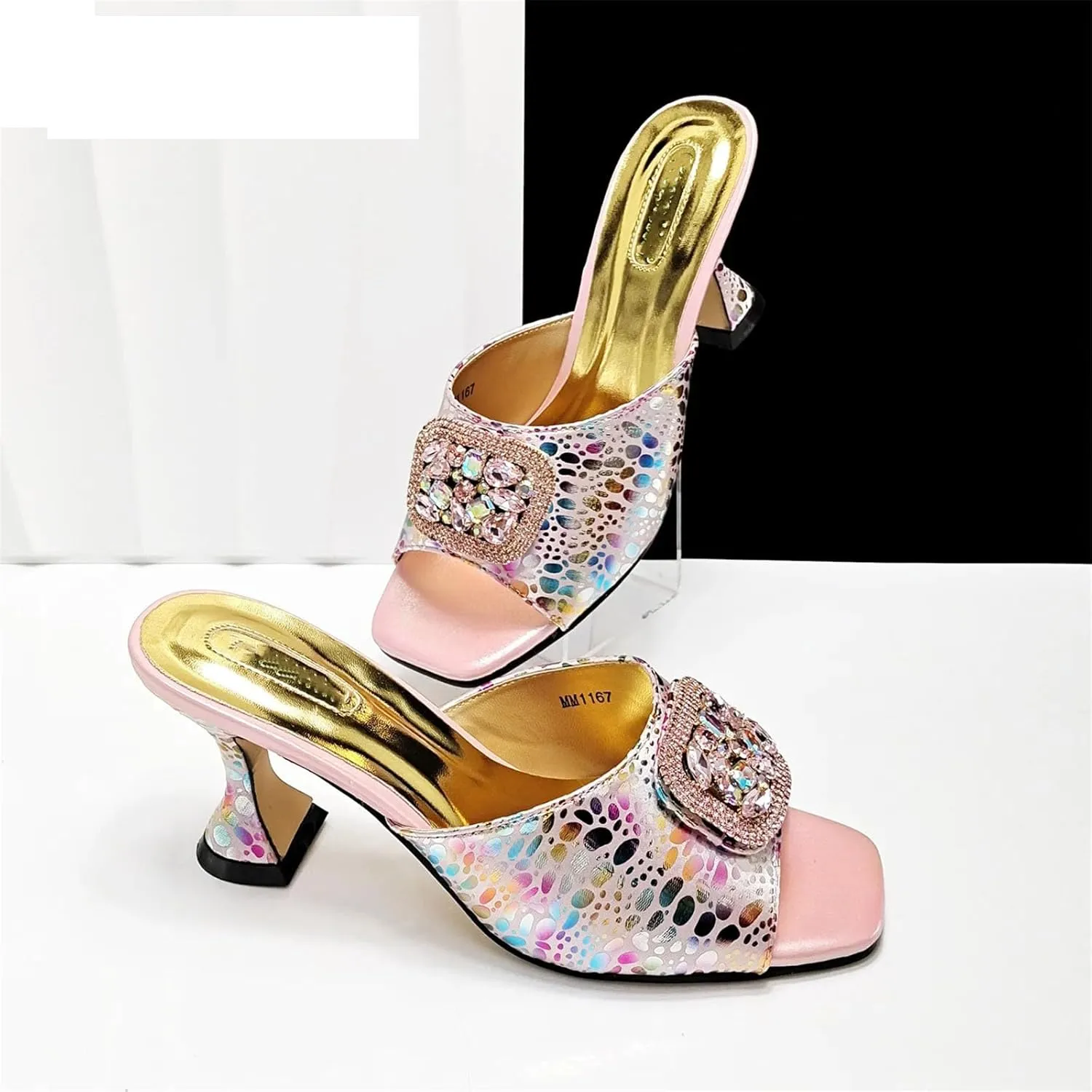Womens Luxury Italian Style Evening Shoes and Purse Set Sparkly Crystal Accented Heels for Formal Wear