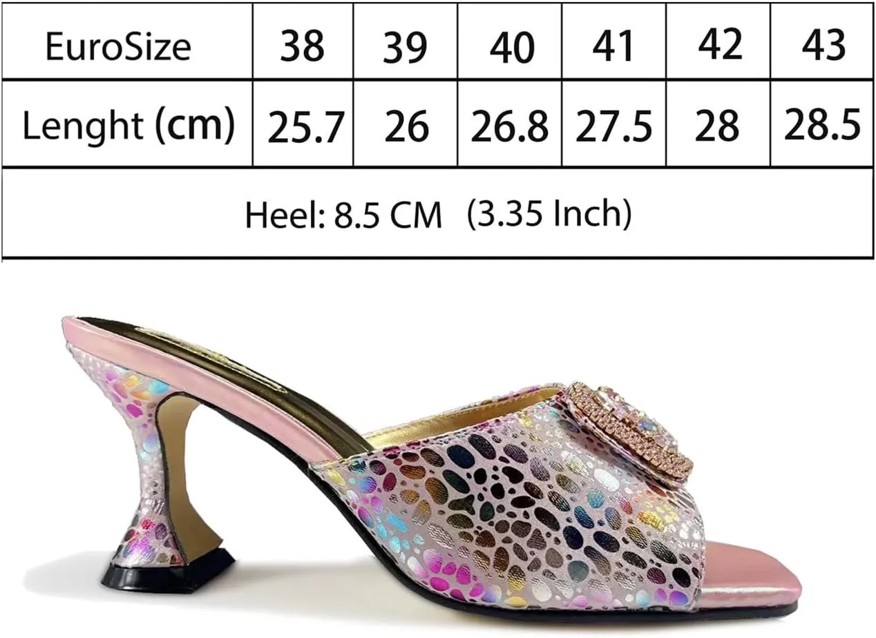 Womens Luxury Italian Style Evening Shoes and Purse Set Sparkly Crystal Accented Heels for Formal Wear