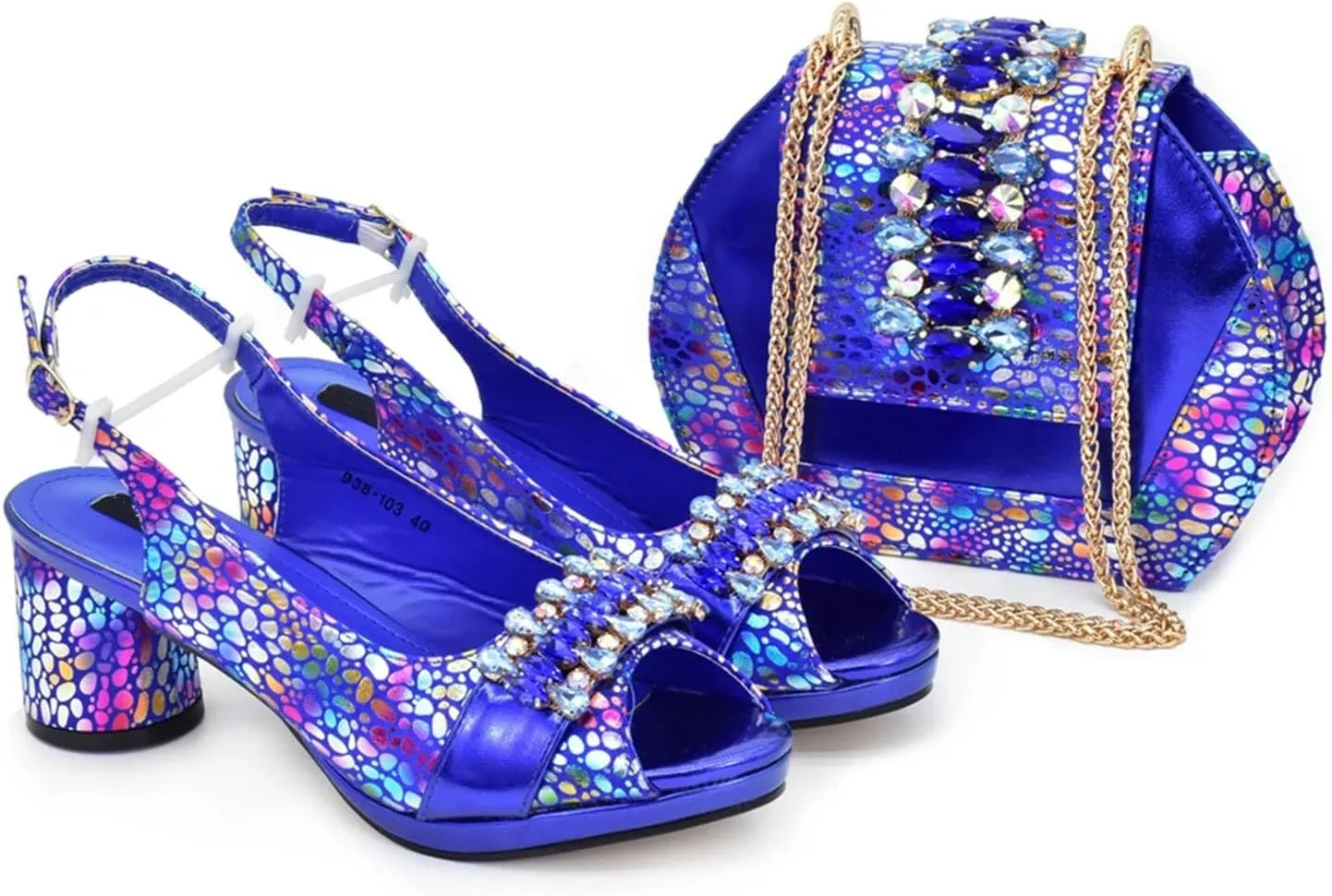 Womens Luxury Wedding Reception Shoes and Matching Clutch Set Pointed Toe High Heels with Rhinestone Formal Occasion