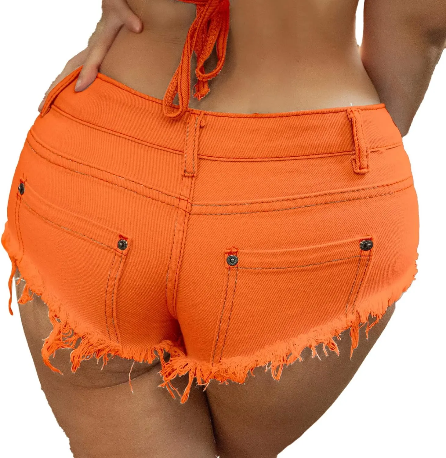 Women's Mini Shorts Denim Stretch Cut Low Rise Hot Pants