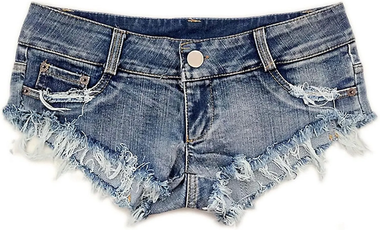 Women's Mini Shorts Denim Stretch Cut Low Rise Hot Pants