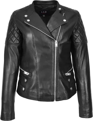 Women's Molly Aviator Leather Jacket, Black, Size 18
