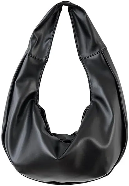 Women's Oily Wax Leather Half Moon bag Soft Dumpling bag Underarm bag