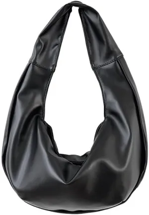 Women's Oily Wax Leather Half Moon bag Soft Dumpling bag Underarm bag