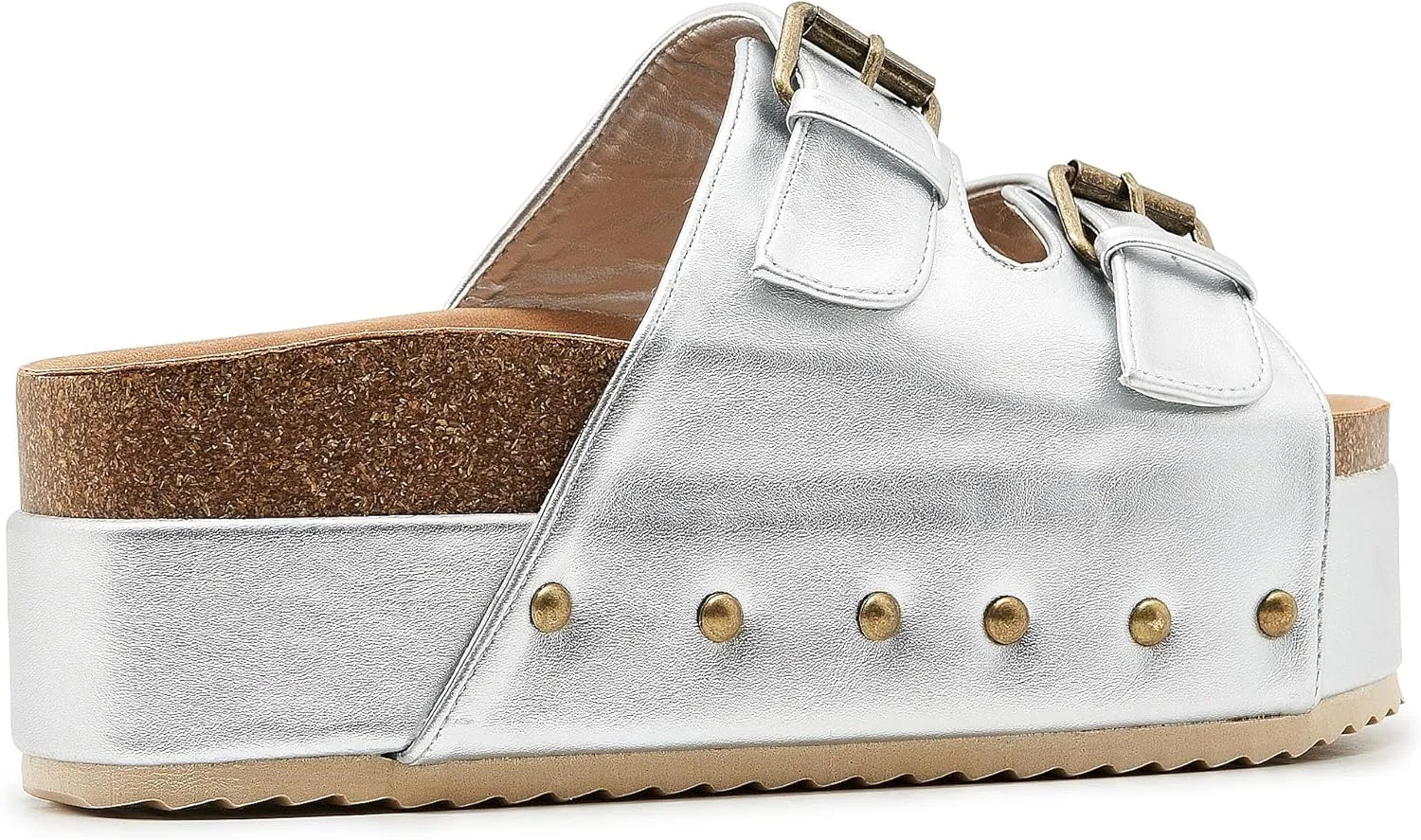 Women's Platform Cork Slides Dual Buckled Straps Clogs Slip On Flatform Sandals for Women Clogs