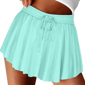 Womens Pleated Skirt Drawstring High Waisted Workout Mini Tennis Skirts Summer Casual Pickleball Skater Cheer Skorts