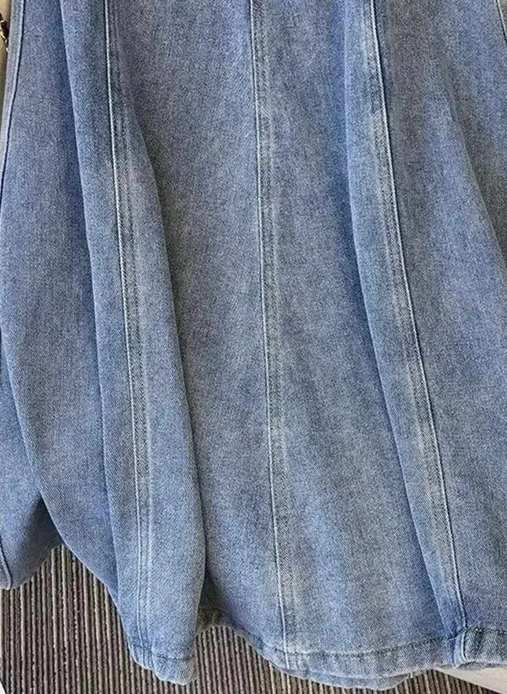 Women's Plus Size A-Line Denim Skirt Cotton High-Waisted Slimming Skirts Vintage Slim Fit Style