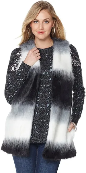 Women's Plus-Size Dip Dye Faux Fur Vest