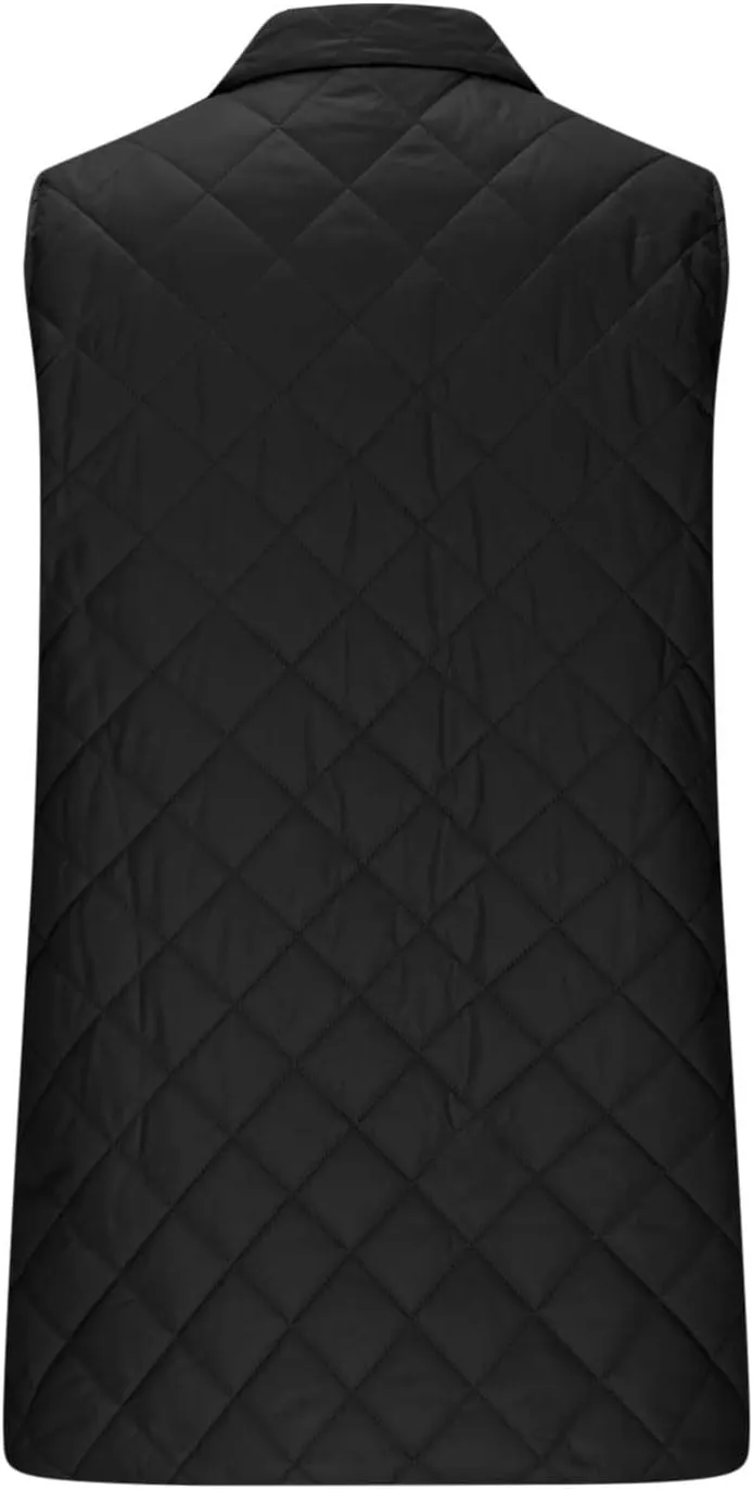 Women's Quilted Long Vest Basic Solid Color Lightweight Padded Gilet Petite Sleeveless Warm Coat Outerwear 2024