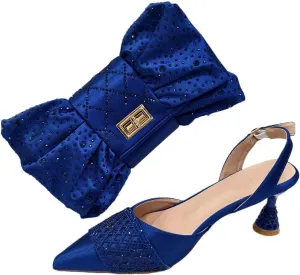 Women’S Shoes and Handbag Set Pointed Toe High Heel Slingbacks for Parties and Weddings