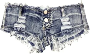 Women's Stretchy Frayed Hem Denim Shorts Low Rise Booty Shorts for Beach Party Wear