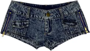 Women's Stretchy Frayed Hem Denim Shorts Low Rise Booty Shorts for Beach Party Wear
