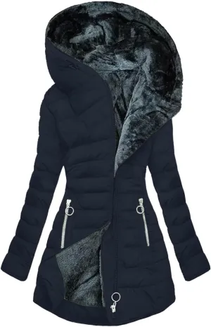 Women's Warm Winter Jackets Fleece Lined Parka Coat Thermal Hooded Jacket Outdoor Outerwear Ski Snow Jacket Plus Size