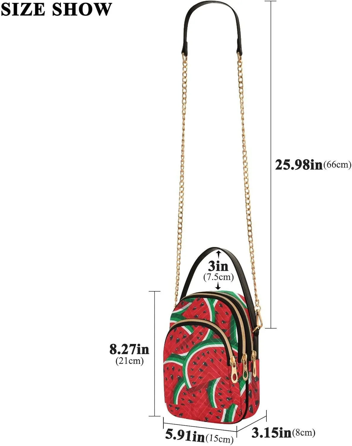 Women's Wave Cross Body Chest Bag, 52 inch Gold Chain Shoulder Handbag Purse