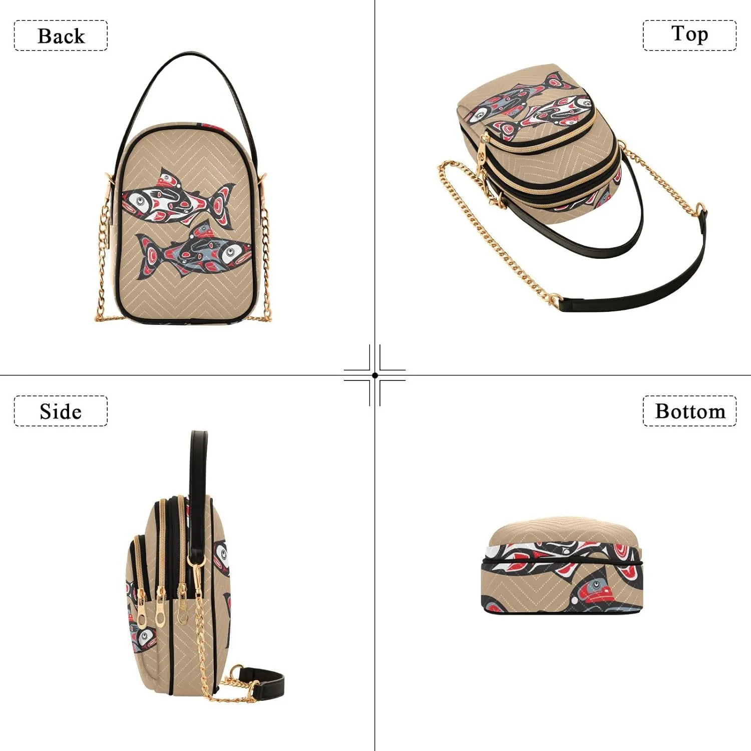 Women's Wave Cross Body Chest Bag, 52 inch Gold Chain Shoulder Handbag Purse