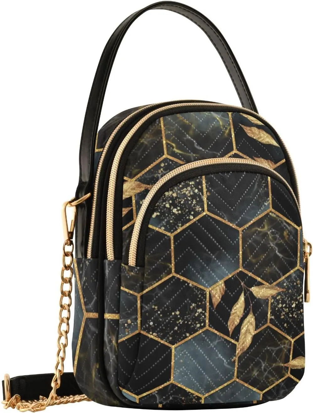 Women's Wave Cross Body Chest Bag, 52 inch Gold Chain Shoulder Handbag Purse