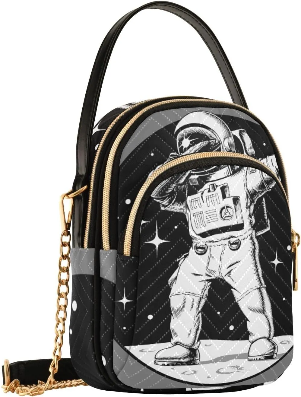 Women's Wave Cross Body Chest Bag, 52 inch Gold Chain Shoulder Handbag Purse
