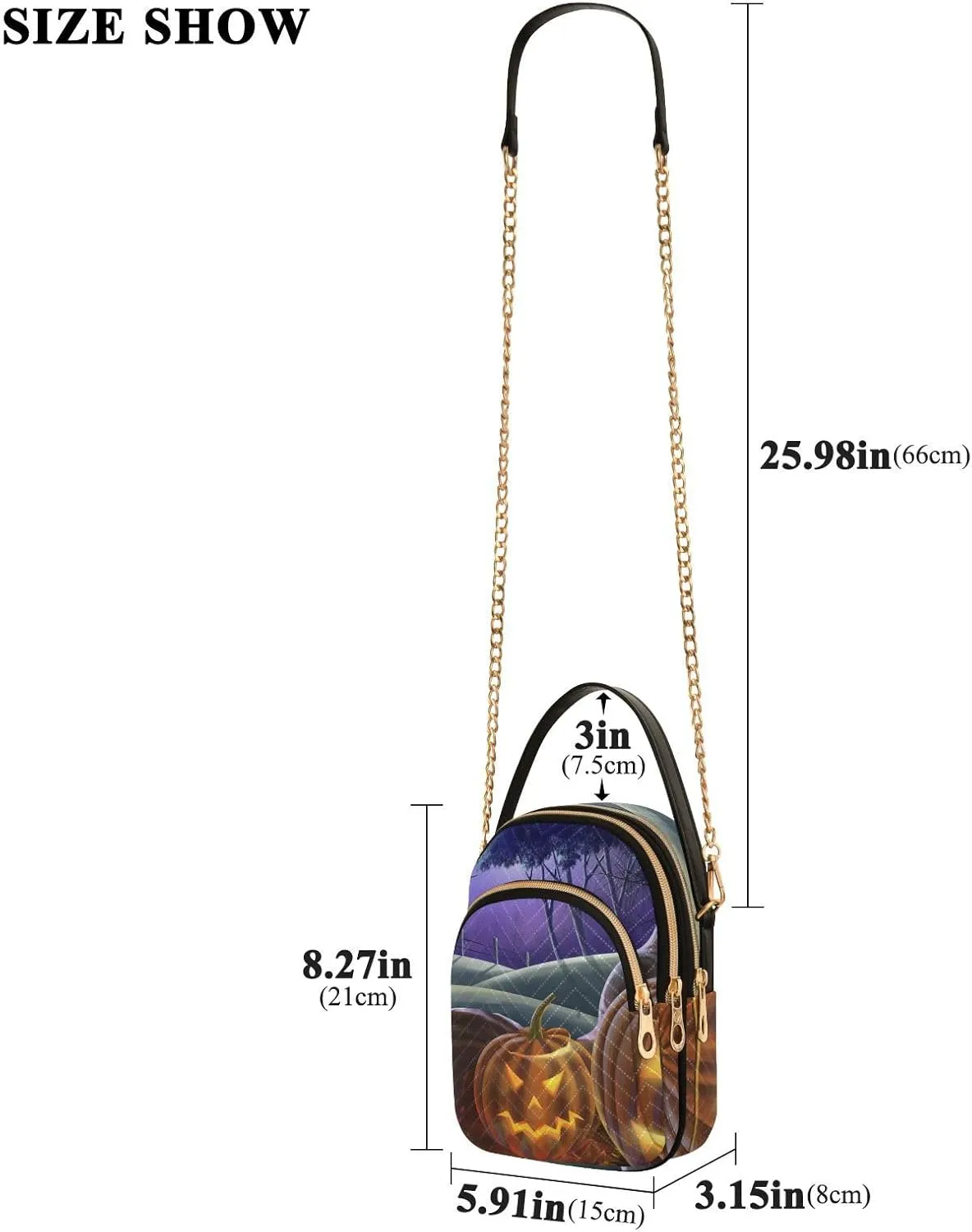 Women's Wave Cross Body Chest Bag, 52 inch Gold Chain Shoulder Handbag Purse
