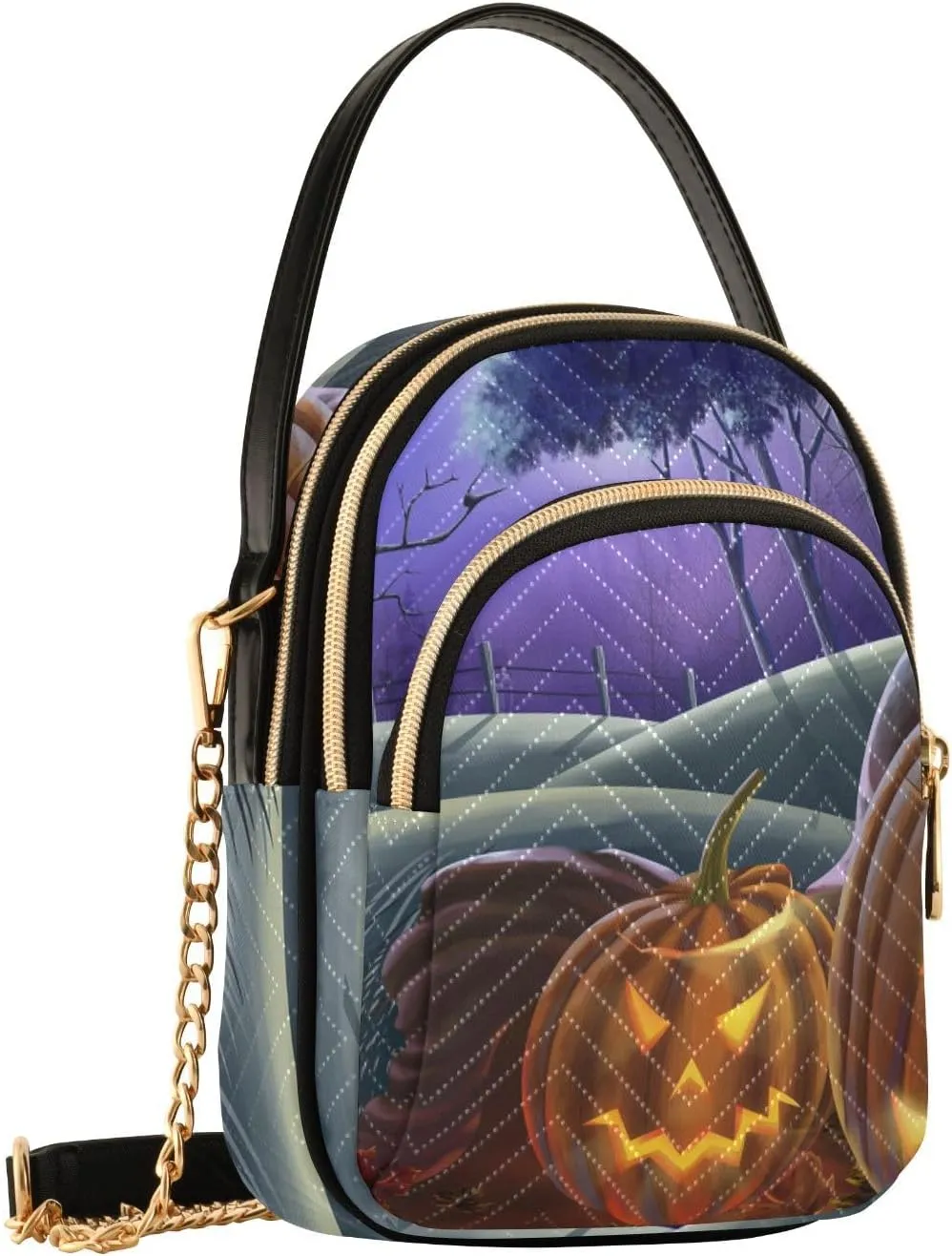 Women's Wave Cross Body Chest Bag, 52 inch Gold Chain Shoulder Handbag Purse